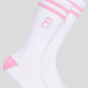 White and Pink Owl Patterned Socks